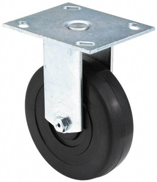 E.R. Wagner - 4" Diam x 1-1/2" Wide x 5-3/8" OAH Top Plate Mount Rigid Caster - Polyurethane, 375 Lb Capacity, Roller Bearing, 3-3/4 x 4-5/8" Plate - USA Tool & Supply