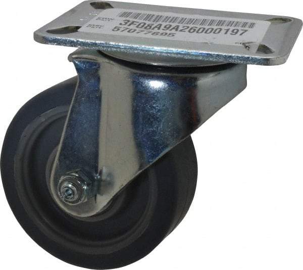E.R. Wagner - 3-1/2" Diam x 1-1/4" Wide x 4-5/8" OAH Top Plate Mount Swivel Caster - TPR, 155 Lb Capacity, Ball Bearing, 3-1/8 x 4-1/8" Plate - USA Tool & Supply