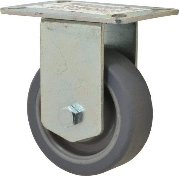 E.R. Wagner - 3-1/2" Diam x 1-1/4" Wide x 4-5/8" OAH Top Plate Mount Rigid Caster - TPR, 155 Lb Capacity, Ball Bearing, 3-1/8 x 4-1/8" Plate - USA Tool & Supply