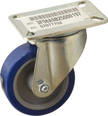 E.R. Wagner - 3-1/2" Diam x 1-1/4" Wide x 4-5/8" OAH Top Plate Mount Swivel Caster - Polyurethane, 250 Lb Capacity, Delrin Bearing, 3-1/8 x 4-1/8" Plate - USA Tool & Supply