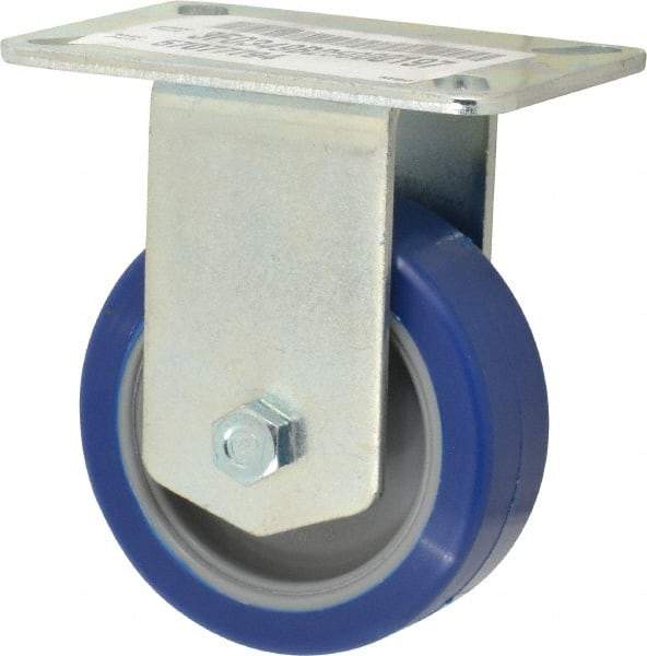 E.R. Wagner - 3-1/2" Diam x 1-1/4" Wide x 4-5/8" OAH Top Plate Mount Rigid Caster - Polyurethane, 250 Lb Capacity, Ball Bearing, 3-1/8 x 4-1/8" Plate - USA Tool & Supply