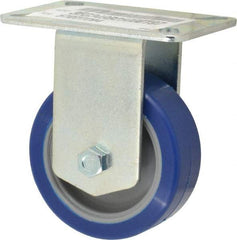 E.R. Wagner - 3-1/2" Diam x 1-1/4" Wide x 4-5/8" OAH Top Plate Mount Rigid Caster - Polyurethane, 250 Lb Capacity, Ball Bearing, 3-1/8 x 4-1/8" Plate - USA Tool & Supply