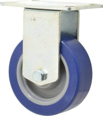 E.R. Wagner - 4" Diam x 1-1/2" Wide x 5-3/8" OAH Top Plate Mount Rigid Caster - Polyurethane, 375 Lb Capacity, Ball Bearing, 3-1/8 x 4-1/8" Plate - USA Tool & Supply