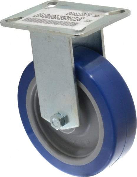 E.R. Wagner - 5" Diam x 1-1/2" Wide x 6-1/4" OAH Top Plate Mount Rigid Caster - Polyurethane, 450 Lb Capacity, Ball Bearing, 3-1/8 x 4-1/8" Plate - USA Tool & Supply