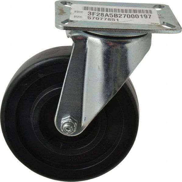 E.R. Wagner - 5" Diam x 1-3/8" Wide x 6-3/8" OAH Top Plate Mount Swivel Caster - Polypropylene, 450 Lb Capacity, Delrin Bearing, 3-1/8 x 4-1/8" Plate - USA Tool & Supply