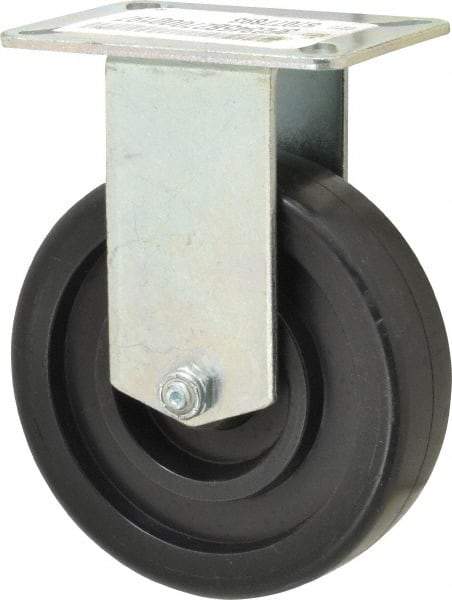 E.R. Wagner - 5" Diam x 1-3/8" Wide x 6-3/8" OAH Top Plate Mount Rigid Caster - Polypropylene, 450 Lb Capacity, Ball Bearing, 3-1/8 x 4-1/8" Plate - USA Tool & Supply
