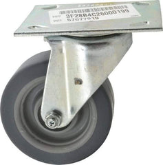 E.R. Wagner - 4" Diam x 1-1/2" Wide x 5-3/8" OAH Top Plate Mount Swivel Caster - TPR, 200 Lb Capacity, Roller Bearing, 3-3/4 x 4-5/8" Plate - USA Tool & Supply