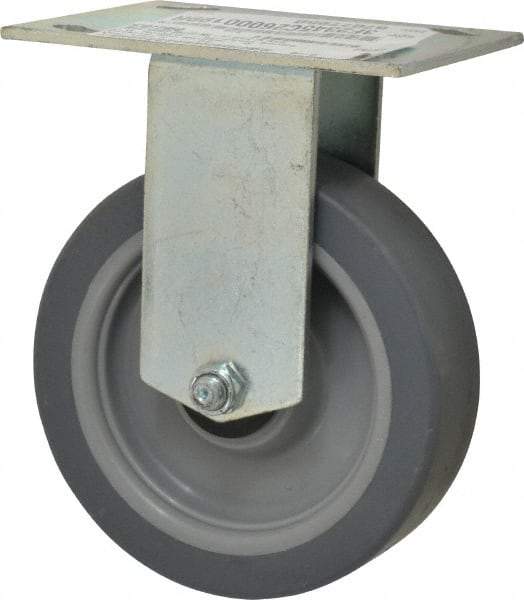 E.R. Wagner - 5" Diam x 1-1/2" Wide x 6-3/8" OAH Top Plate Mount Rigid Caster - TPR, 240 Lb Capacity, Roller Bearing, 3-3/4 x 4-5/8" Plate - USA Tool & Supply