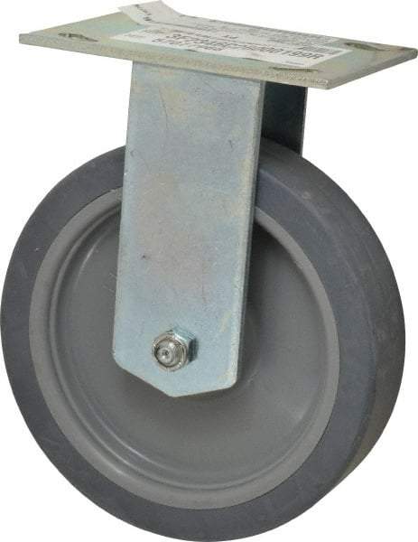 E.R. Wagner - 6" Diam x 1-1/2" Wide x 7-3/8" OAH Top Plate Mount Rigid Caster - TPR, 280 Lb Capacity, Roller Bearing, 3-3/4 x 4-5/8" Plate - USA Tool & Supply