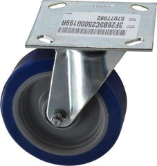 E.R. Wagner - 5" Diam x 1-1/2" Wide x 6-3/8" OAH Top Plate Mount Swivel Caster - Polyurethane, 450 Lb Capacity, Roller Bearing, 3-3/4 x 4-5/8" Plate - USA Tool & Supply