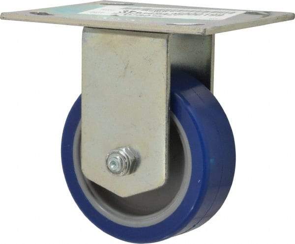 E.R. Wagner - 3-1/2" Diam x 1-1/4" Wide x 4-5/8" OAH Top Plate Mount Rigid Caster - Polyurethane, 250 Lb Capacity, Ball Bearing, 3-3/4 x 4-5/8" Plate - USA Tool & Supply