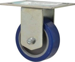 E.R. Wagner - 3-1/2" Diam x 1-1/4" Wide x 4-5/8" OAH Top Plate Mount Rigid Caster - Polyurethane, 250 Lb Capacity, Ball Bearing, 3-3/4 x 4-5/8" Plate - USA Tool & Supply
