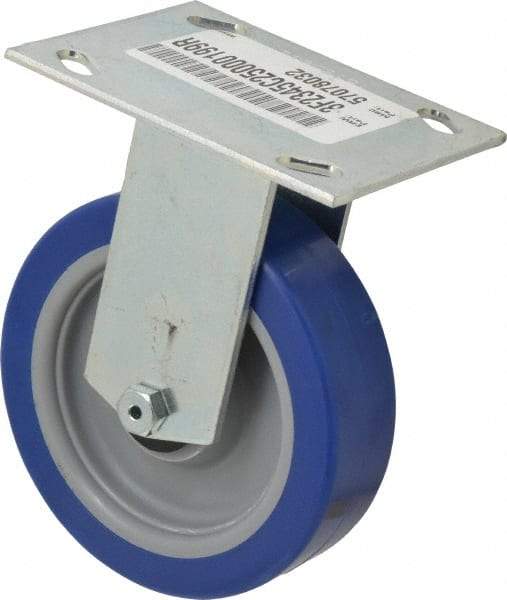 E.R. Wagner - 5" Diam x 1-1/2" Wide x 6-3/8" OAH Top Plate Mount Rigid Caster - Polyurethane, 450 Lb Capacity, Roller Bearing, 3-3/4 x 4-5/8" Plate - USA Tool & Supply
