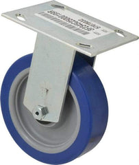 E.R. Wagner - 5" Diam x 1-1/2" Wide x 6-3/8" OAH Top Plate Mount Rigid Caster - Polyurethane, 450 Lb Capacity, Roller Bearing, 3-3/4 x 4-5/8" Plate - USA Tool & Supply