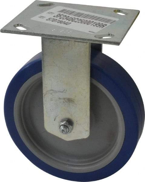 E.R. Wagner - 6" Diam x 1-1/2" Wide x 7-3/8" OAH Top Plate Mount Rigid Caster - Polyurethane, 450 Lb Capacity, Roller Bearing, 3-3/4 x 4-5/8" Plate - USA Tool & Supply