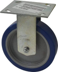 E.R. Wagner - 6" Diam x 1-1/2" Wide x 7-3/8" OAH Top Plate Mount Rigid Caster - Polyurethane, 450 Lb Capacity, Roller Bearing, 3-3/4 x 4-5/8" Plate - USA Tool & Supply