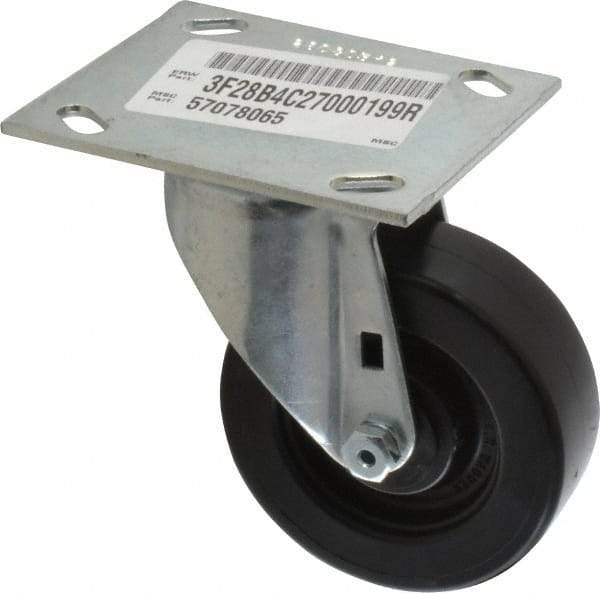 E.R. Wagner - 4" Diam x 1-3/8" Wide x 5-3/8" OAH Top Plate Mount Swivel Caster - Polypropylene, 375 Lb Capacity, Roller Bearing, 3-3/4 x 4-5/8" Plate - USA Tool & Supply