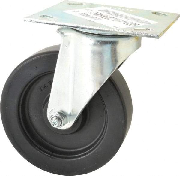 E.R. Wagner - 5" Diam x 1-3/8" Wide x 6-3/8" OAH Top Plate Mount Swivel Caster - Polypropylene, 450 Lb Capacity, Roller Bearing, 3-3/4 x 4-5/8" Plate - USA Tool & Supply