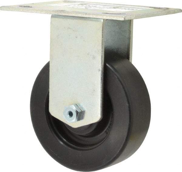 E.R. Wagner - 4" Diam x 1-3/8" Wide x 5-3/8" OAH Top Plate Mount Rigid Caster - Polypropylene, 375 Lb Capacity, Roller Bearing, 3-3/4 x 4-5/8" Plate - USA Tool & Supply