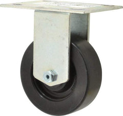 E.R. Wagner - 4" Diam x 1-3/8" Wide x 5-3/8" OAH Top Plate Mount Rigid Caster - Polypropylene, 375 Lb Capacity, Roller Bearing, 3-3/4 x 4-5/8" Plate - USA Tool & Supply