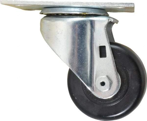 E.R. Wagner - 3" Diam x 1-1/2" Wide x 4-3/8" OAH Top Plate Mount Swivel Caster - Phenolic, 350 Lb Capacity, Roller Bearing, 3-3/4 x 4-5/8" Plate - USA Tool & Supply