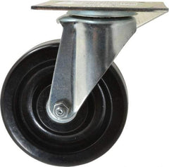 E.R. Wagner - 5" Diam x 1-1/2" Wide x 6-3/8" OAH Top Plate Mount Swivel Caster - Phenolic, 450 Lb Capacity, Roller Bearing, 3-3/4 x 4-5/8" Plate - USA Tool & Supply