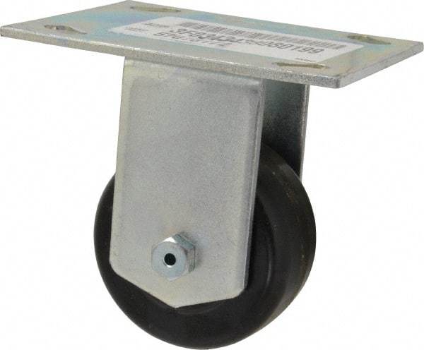 E.R. Wagner - 3" Diam x 1-1/2" Wide x 4-3/8" OAH Top Plate Mount Rigid Caster - Phenolic, 350 Lb Capacity, Roller Bearing, 3-3/4 x 4-5/8" Plate - USA Tool & Supply