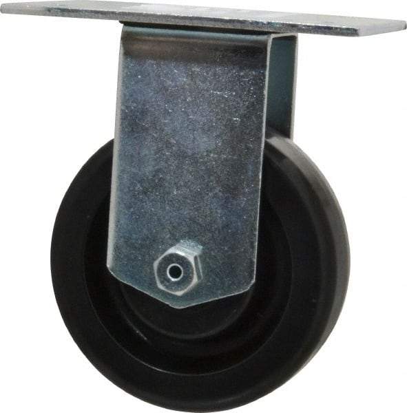 E.R. Wagner - 4" Diam x 1-1/2" Wide x 5-3/8" OAH Top Plate Mount Rigid Caster - Phenolic, 450 Lb Capacity, Roller Bearing, 3-3/4 x 4-5/8" Plate - USA Tool & Supply