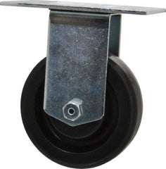 E.R. Wagner - 4" Diam x 1-1/2" Wide x 5-3/8" OAH Top Plate Mount Rigid Caster - Phenolic, 450 Lb Capacity, Roller Bearing, 3-3/4 x 4-5/8" Plate - USA Tool & Supply