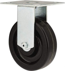 E.R. Wagner - 5" Diam x 1-1/2" Wide x 6-3/8" OAH Top Plate Mount Rigid Caster - Phenolic, 450 Lb Capacity, Roller Bearing, 3-3/4 x 4-5/8" Plate - USA Tool & Supply