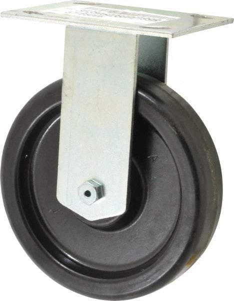 E.R. Wagner - 6" Diam x 1-1/2" Wide x 7-3/8" OAH Top Plate Mount Rigid Caster - Phenolic, 450 Lb Capacity, Roller Bearing, 3-3/4 x 4-5/8" Plate - USA Tool & Supply