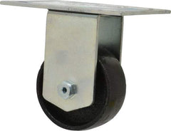 E.R. Wagner - 3" Diam x 1-1/4" Wide x 4-3/8" OAH Top Plate Mount Rigid Caster - Semi-Steel, 450 Lb Capacity, Roller Bearing, 3-3/4 x 4-5/8" Plate - USA Tool & Supply