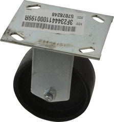 E.R. Wagner - 4" Diam x 1-1/2" Wide x 5-3/8" OAH Top Plate Mount Rigid Caster - Semi-Steel, 450 Lb Capacity, Roller Bearing, 3-3/4 x 4-5/8" Plate - USA Tool & Supply