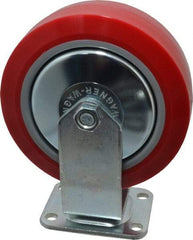 E.R. Wagner - 6" Diam x 2" Wide x 7-1/2" OAH Top Plate Mount Rigid Caster - Polyurethane, 700 Lb Capacity, Roller Bearing, 2-3/4 x 3-3/4" Plate - USA Tool & Supply