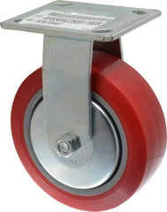 E.R. Wagner - 6" Diam x 2" Wide x 7-1/2" OAH Top Plate Mount Rigid Caster - Polyurethane, 700 Lb Capacity, Roller Bearing, 4 x 4-1/2" Plate - USA Tool & Supply