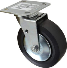 E.R. Wagner - 6" Diam x 2" Wide x 7-1/2" OAH Top Plate Mount Swivel Caster - Polypropylene, 700 Lb Capacity, Roller Bearing, 4 x 4-1/2" Plate - USA Tool & Supply