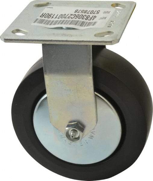 E.R. Wagner - 6" Diam x 2" Wide x 7-1/2" OAH Top Plate Mount Rigid Caster - Polypropylene, 700 Lb Capacity, Roller Bearing, 4 x 4-1/2" Plate - USA Tool & Supply