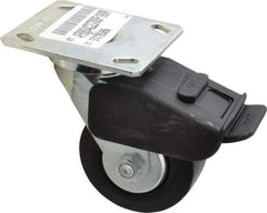 E.R. Wagner - 4" Diam x 2" Wide x 5-5/8" OAH Top Plate Mount Swivel Caster with Brake - Polypropylene, 600 Lb Capacity, Roller Bearing, 4 x 4-1/2" Plate - USA Tool & Supply