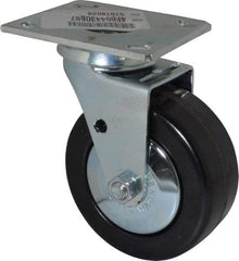 E.R. Wagner - 5" Diam x 2" Wide x 6-1/2" OAH Top Plate Mount Swivel Caster - Phenolic, 650 Lb Capacity, Roller Bearing, 4 x 4-1/2" Plate - USA Tool & Supply