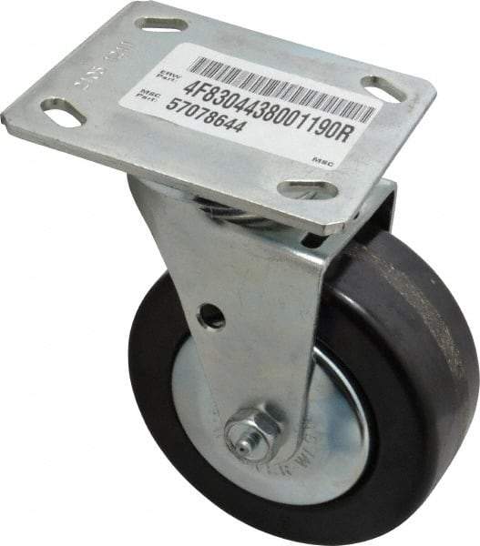 E.R. Wagner - 4" Diam x 2" Wide x 5-5/8" OAH Top Plate Mount Rigid Caster - Phenolic, 600 Lb Capacity, Roller Bearing, 4 x 4-1/2" Plate - USA Tool & Supply