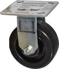 E.R. Wagner - 5" Diam x 2" Wide x 6-1/2" OAH Top Plate Mount Rigid Caster - Phenolic, 650 Lb Capacity, Roller Bearing, 4 x 4-1/2" Plate - USA Tool & Supply