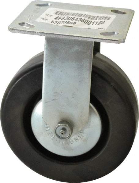 E.R. Wagner - 6" Diam x 2" Wide x 7-1/2" OAH Top Plate Mount Rigid Caster - Phenolic, 700 Lb Capacity, Roller Bearing, 4 x 4-1/2" Plate - USA Tool & Supply
