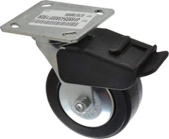 E.R. Wagner - 5" Diam x 2" Wide x 6-1/2" OAH Top Plate Mount Swivel Caster with Brake - Phenolic, 650 Lb Capacity, Roller Bearing, 4 x 4-1/2" Plate - USA Tool & Supply