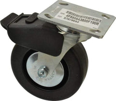 E.R. Wagner - 6" Diam x 2" Wide x 7-1/2" OAH Top Plate Mount Swivel Caster with Brake - Phenolic, 700 Lb Capacity, Roller Bearing, 4 x 4-1/2" Plate - USA Tool & Supply