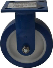 E.R. Wagner - 6" Diam x 2" Wide x 7-1/2" OAH Top Plate Mount Rigid Caster - Polyurethane, 900 Lb Capacity, Delrin Bearing, 4 x 4-1/2" Plate - USA Tool & Supply
