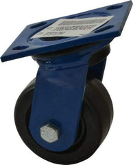 E.R. Wagner - 4" Diam x 2" Wide x 5-5/8" OAH Top Plate Mount Swivel Caster - Phenolic, 800 Lb Capacity, Delrin Bearing, 4 x 4-1/2" Plate - USA Tool & Supply
