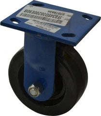 E.R. Wagner - 5" Diam x 2" Wide x 6-1/2" OAH Top Plate Mount Rigid Caster - Phenolic, 900 Lb Capacity, Delrin Bearing, 4 x 4-1/2" Plate - USA Tool & Supply