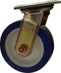 E.R. Wagner - 6" Diam x 2" Wide x 7-1/2" OAH Top Plate Mount Swivel Caster - Polyurethane, 900 Lb Capacity, Delrin Bearing, 3-3/4 x 4-5/8" Plate - USA Tool & Supply