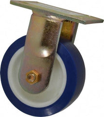 E.R. Wagner - 5" Diam x 2" Wide x 6-1/2" OAH Top Plate Mount Rigid Caster - Polyurethane, 750 Lb Capacity, Delrin Bearing, 4 x 4-1/2" Plate - USA Tool & Supply