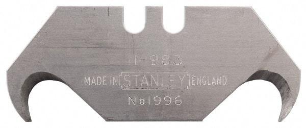 Stanley - 5 Piece High Carbon Steel Hook Blade - 1-7/8" OAL, 0.024" Blade Thickness - USA Tool & Supply